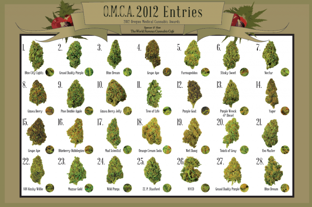 Oregon Medical Cannabis Awards (OMCA) 2012 Entries, Source: World Famous Cannabis Cafe