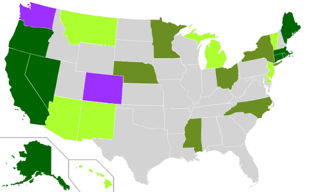 Cannabis US Map Source:http://en.wikipedia.org/wiki/File:Map-of-US-state-cannabis-laws.svg 