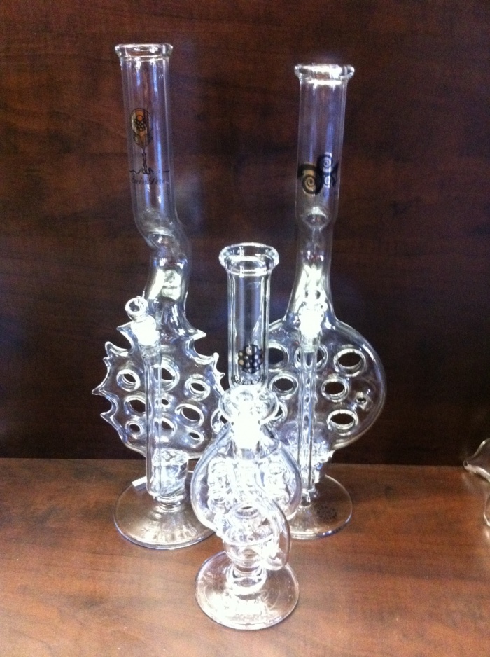 Trio of Swiss Perc Bongs