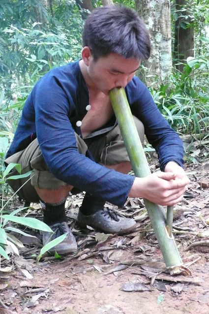 Smoking with a Bamboo Bong