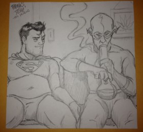Piece of the Week | Superman Pipes and Bongs | source: http://hatefarm.com/mmcd-custom-drawings/