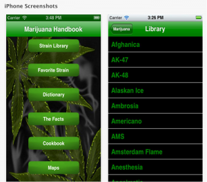 Stoner App Review: Marijuana Handbook, Screen shot from Marijuana Handbook