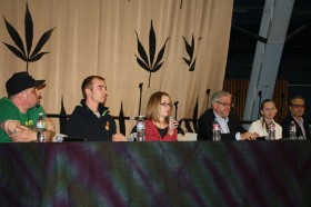The Brave Family and Mickey Martin on a panel at the Emerald Cup