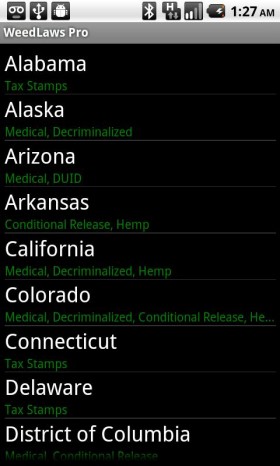 Stoner App Review: Weed Laws, weedlaws-marijuana-law-guide-8-0-s-307x512 2, Source: https://play.google.com/store/apps/details?id=com.lost.weedlaws&hl=en