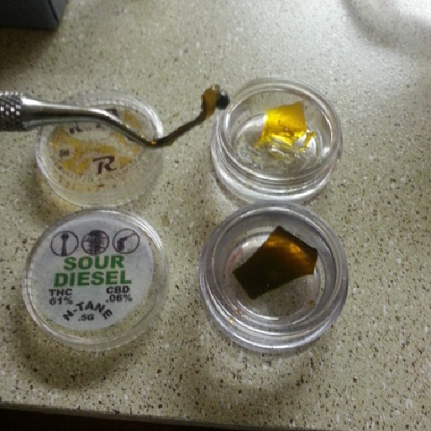 Instafire: Refine Seattle Shatter Beef and Brocoli Dab, Sour Diesel and Kush, Source: Diablo Dabs Seattle