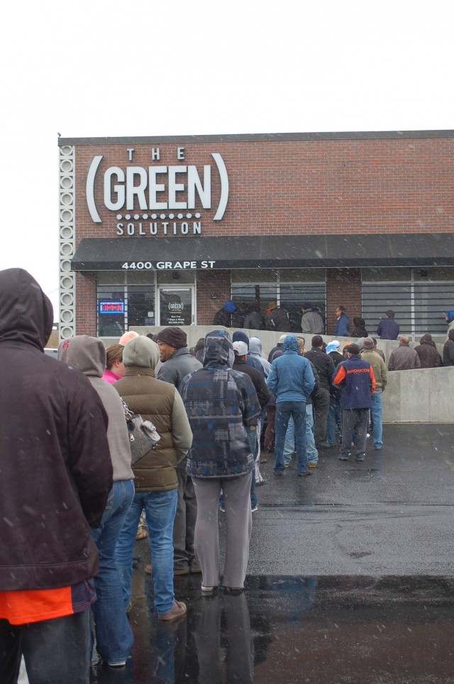 green solution denver east - recreational marijuana dispensary long lines, Tip for Buying Legal Weed in Colorado: It’s Retail, Long Lines Will Happen During Peak Hours, Source: https://www.facebook.com/TheGreenSolutionDenverEast