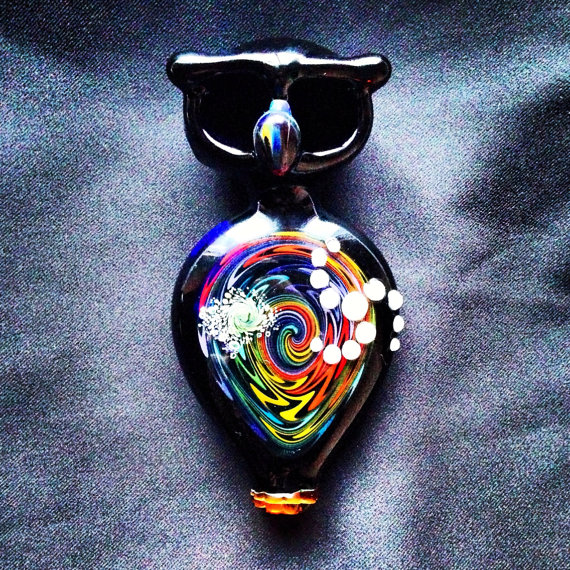 Piece of the Week | Trippin' Rainbow Owl Pipe, Source: https://www.etsy.com/listing/172503639/glass-owl-pipe-with-rainbow-reversal?ref=sr_gallery_2&ga_search_query=pipe&ga_ship_to=US&ga_page=8&ga_search_type=all&ga_view_type=gallery