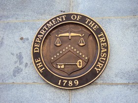 1280px-Seal_on_United_States_Department_of_the_Treasury_on_the_Building - House Votes to Let Banks Take Deposits from Marijuana Businesses, Source: http://en.wikipedia.org/wiki/United_States_Department_of_the_Treasury#mediaviewer/File:Seal_on_United_States_Department_of_the_Treasury_on_the_Building.JPG