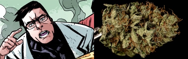 Five Strains for Marvel & D.C. Fans, Source: http://www.thecannabist.co/wp-content/uploads/2014/01/bruce-banner-no-3-strain-theory.jpg & http://img4.wikia.nocookie.net/__cb20140115162911/marveldatabase/images/5/58/Robert_Bruce_Banner_(Earth-TRN362).jpg