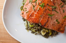Healing Recipes: Migraines – Roasted Salmon With Mustard-Herb Butter and Lentils