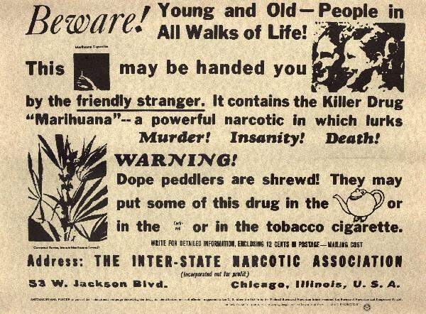 NY Times Peddled Reefer Madness in the Past, Source: https://americansforcannabis.com/makeitlawful/wp-content/uploads/2012/11/reefer-madness-poster-WARNING.jpg