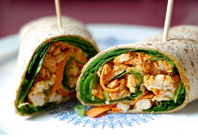 Great Edibles Recipes: Spicy Peanut Chicken Wrap, Source: http://chindeep.com/2014/03/20/spicy-thai-peanut-chicken-wrap/