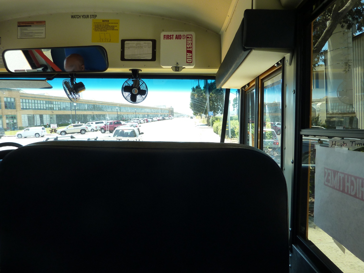 CranewayPavillionArrivalYellowSchoolBusCannabisCupSanFranciscoRichmond2012