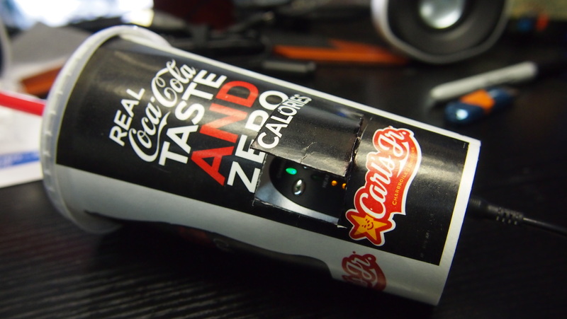 Arizer Solo Stealth adapter in use with Carls Jr cup