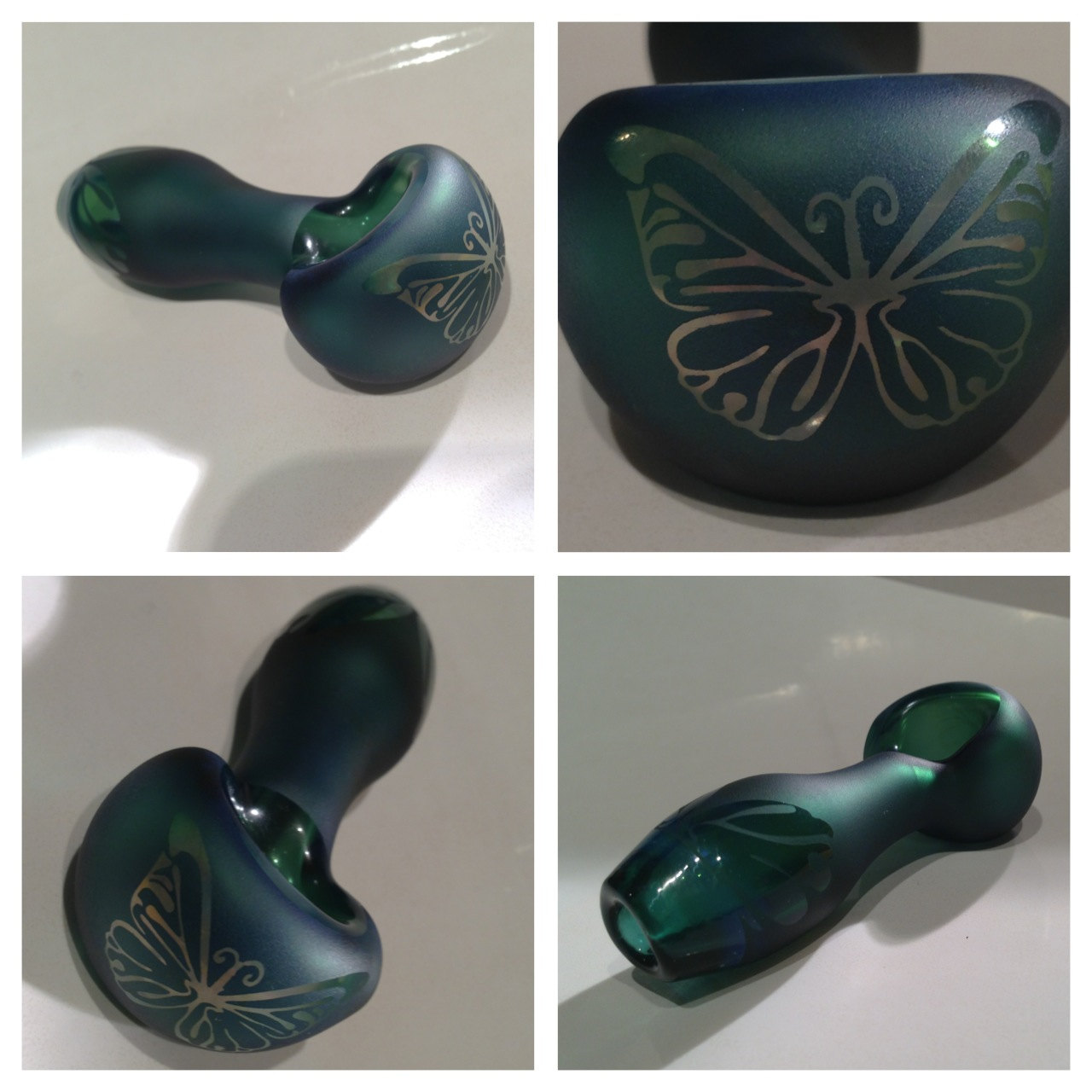 Blue Butterfly Spoon Pipe