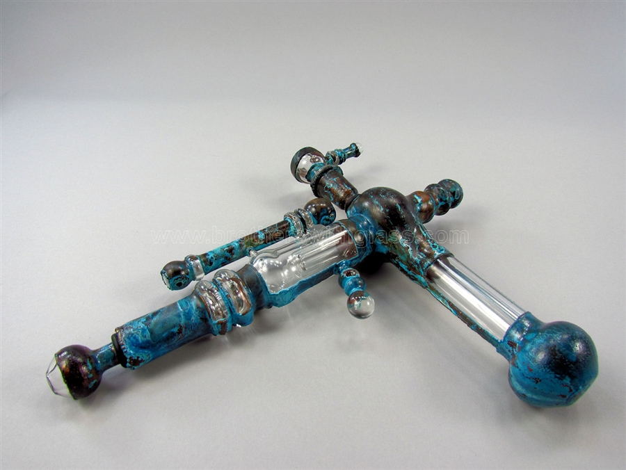 Ray Gun Bubbler Blue + Electroplated