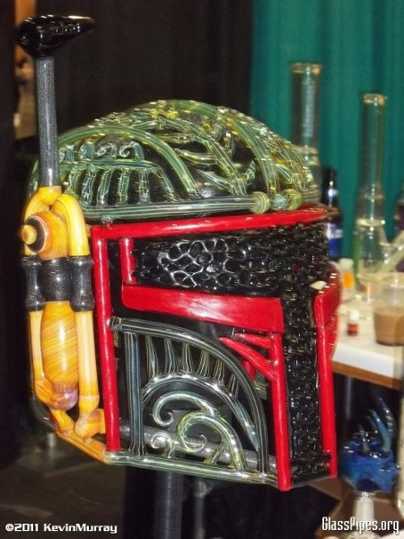 Boba Fett Hand Blown Glass Helmet Bong