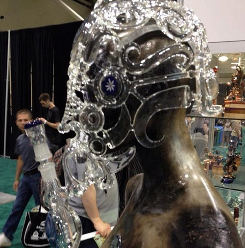 Clear Hand Blown Glass Helmet Bong