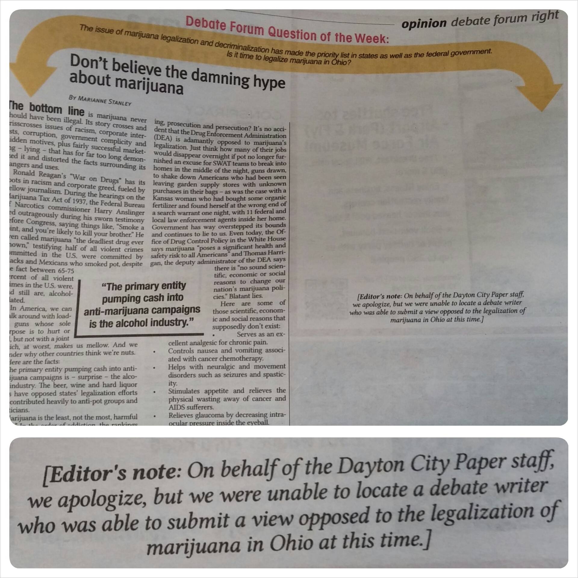 Ohio Newspaper Accidentally, Perfectly Sums Up Legalization Debate